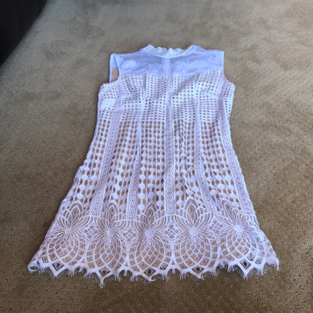White and beige Bebe dress. Brand new.